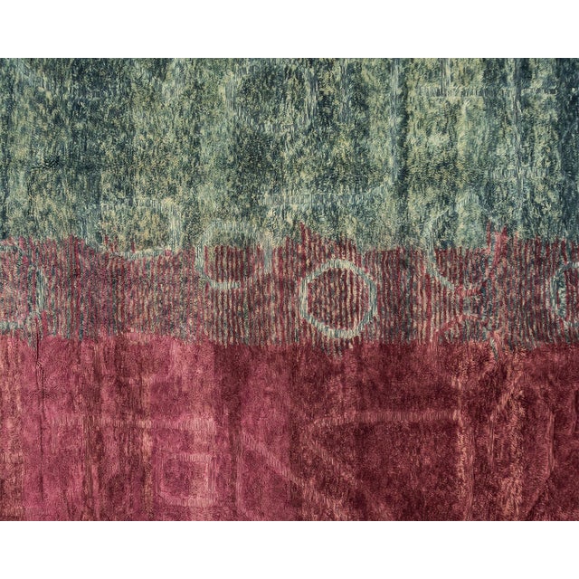 2020s Oversize Ombre Conor-Block Hand-Knotted Moroccan Wool Rug | 13'4" X 10'1" | One of a Kind For Sale - Image 5 of 10