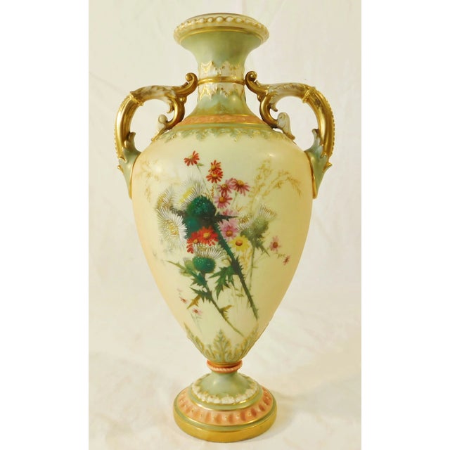 Antique C1896 Royal Worcester England Hand Painted Porcelain Floral Vase For Sale - Image 12 of 12