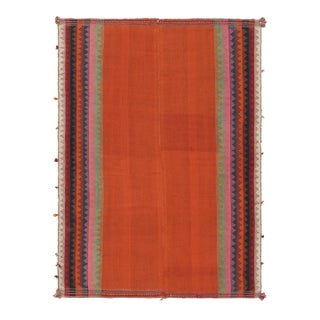 Vintage Qashqai Persian Kilim in Red, Orange, and Blue Tones - Rug & Kilim For Sale