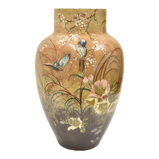 Large English Majolica Aesthetic Floor Vase For Sale
