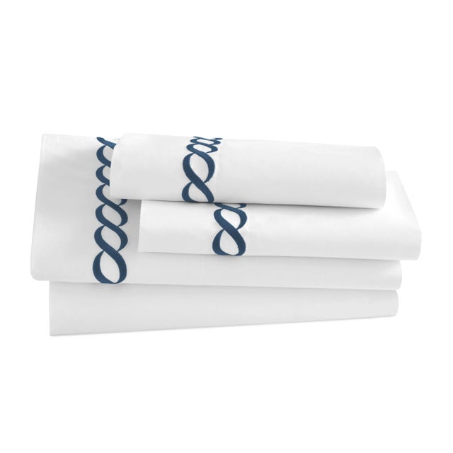 Our Cable Embroidered Percale Sheet Set is handcrafted with a blend of eucalyptus and long staple cotton and exquisitely...