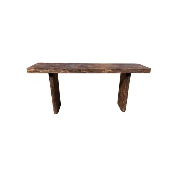 Solid Mango Wood Console Table Modern Organic For Sale - Image 4 of 6