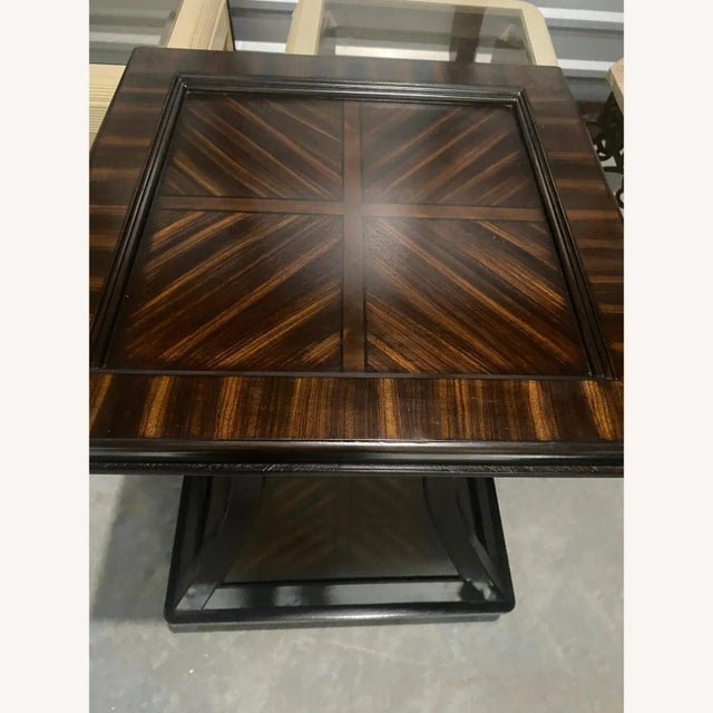 2010s Large Dining Glass Table With Wooded Base For Sale - Image 5 of 7