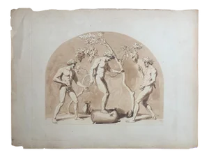 19th Century Italian Print of Dionysus and Grape Vine