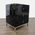 This black dresser features three spacious drawers with stylish gold ring pulls and decorative gold studs. The modern look...