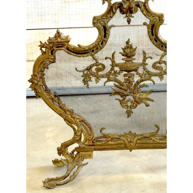 French Louis XVI Style Gilt Ormolu Blackened Mesh Classical Motifs Fire Screen For Sale - Image 12 of 12