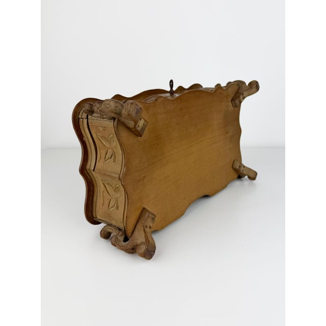Brown Antique Black Forest Carved Wood Jewelry Box with Rose, 1890s For Sale - Image 8 of 14