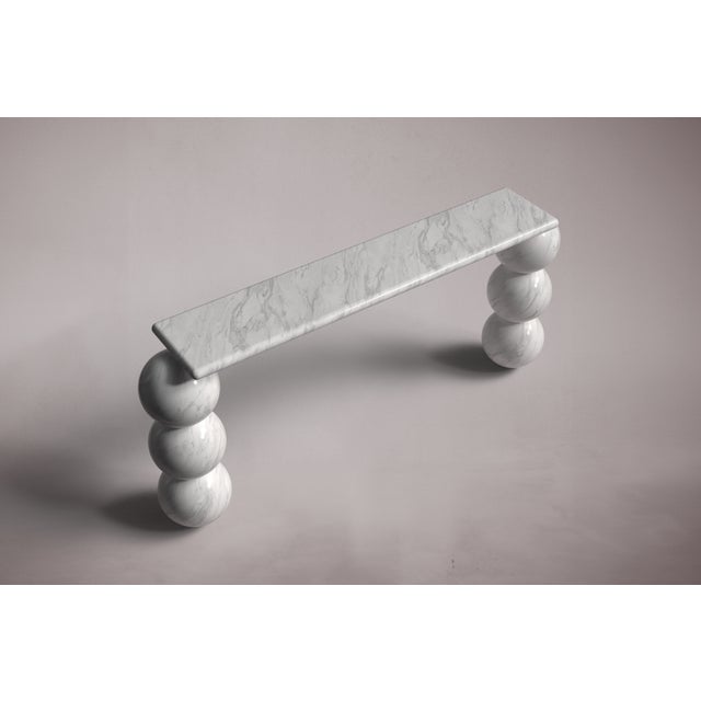 Olly Italian Carrara Marble Console Table 70" For Sale - Image 4 of 5