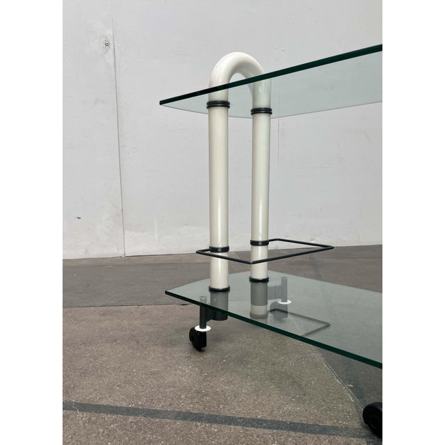 Postmodern Italian Glass and Metal Bar Trolley from Metalnova, 1980s For Sale - Image 17 of 18