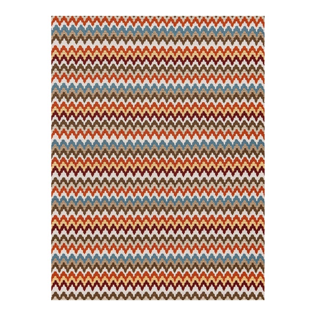 The House of Scalamandré Rainbow Mountain Crewel Fabric, Autumn For Sale