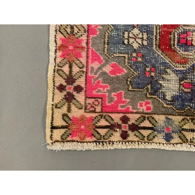 Medium Vintage Turkish Distressed Ushak Rug For Sale - Image 8 of 13