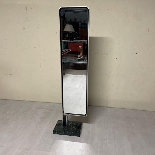 Vintage Italian Floor Mirror in Aluminum and Green Marble, 1970s For Sale - Image 13 of 15