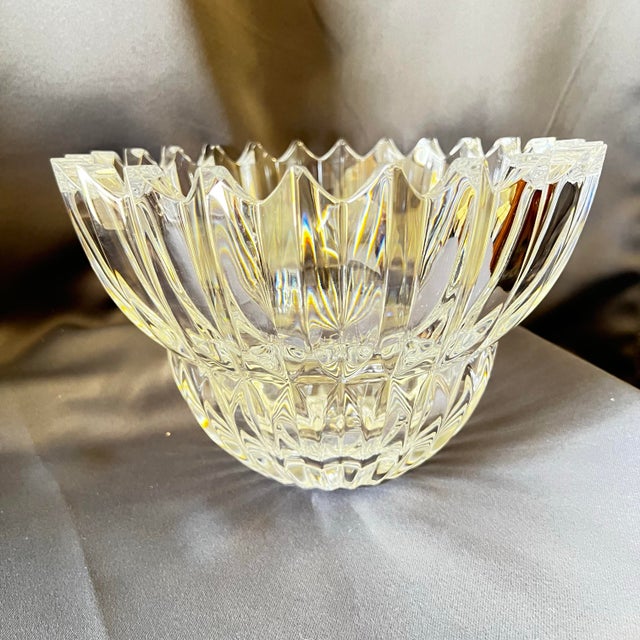 Mikasa Mikasa Ice Palace Crystal Bowl 10” Sculptural Modern Decor Slovenia Heavy For Sale - Image 4 of 9