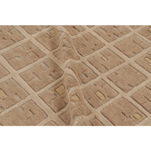 Rug & Kilim’s Oversized Scandinavian Style Rug With Textural High-Low Grid For Sale - Image 10 of 11