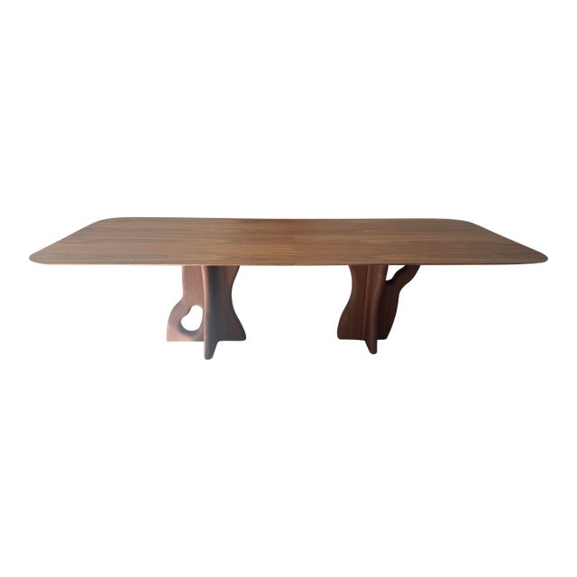 Modern Walnut Dining Table With Solid Wood Legs For Sale
