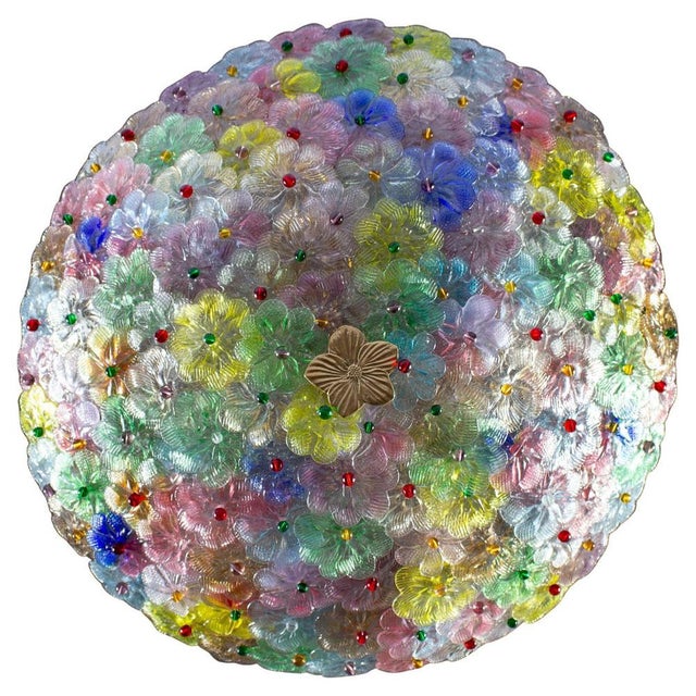 Murano Glass Flowers Basket Ceiling Light, 1950s For Sale - Image 15 of 15