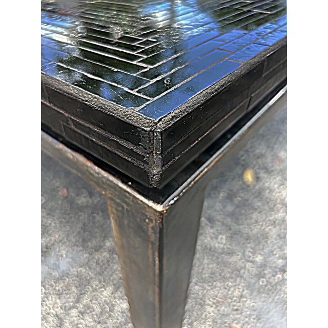 Black Ercole Home Large, Square Art Glass Mosaic Dining Table With Iron Base, Nyc For Sale - Image 8 of 15