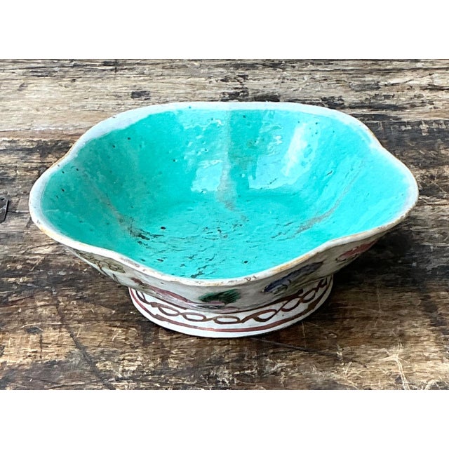 Vintage Asian Scalloped Floral Bowl For Sale - Image 11 of 17