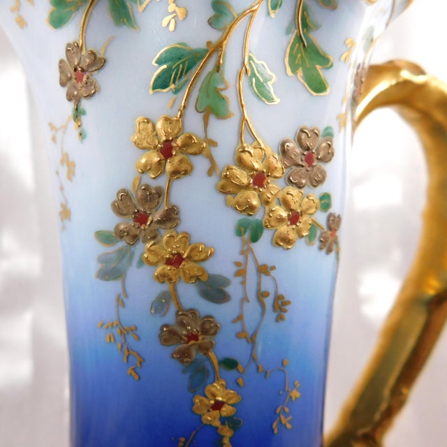 Hollywood Regency Early 1900s Charles Field Haviland and Gerard, Dufraisseix & Abbot Dark Blue Floral Chocolate Pot For Sale - Image 3 of 10