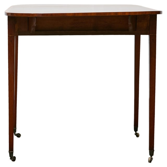 Early 19th Century Early 19th Century Regency Mahogany Pembroke Table with Satinwood Inlay and Casters For Sale - Image 5 of 12