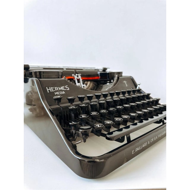 Vintage Hermes Media Black Typewriter from Paillard, 1940s For Sale - Image 4 of 16