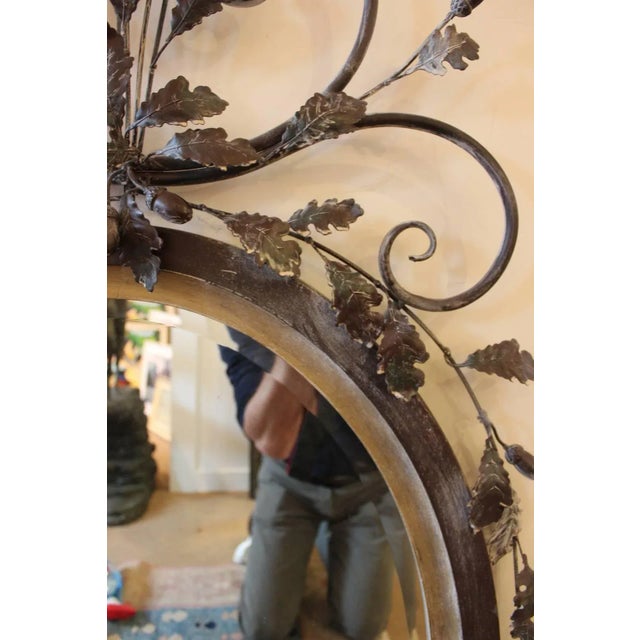 Traditional LaBarge Oval Adam Style Wood and Italian Metal Beveled Mirror For Sale - Image 3 of 8