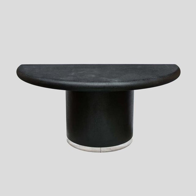 Demi Lune Consoles Tables in Black Lacquer, 1980s, Set of 2 For Sale - Image 12 of 13