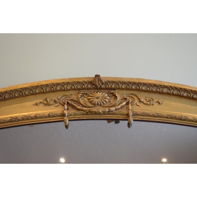 Large Victorian Giltwood Arched Overmantel Mirror, 1850 For Sale - Image 9 of 15