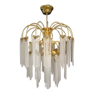 Vintage Art Deco Retro Ceiling Hall Light Murano Milk Glass Chandelier For Sale