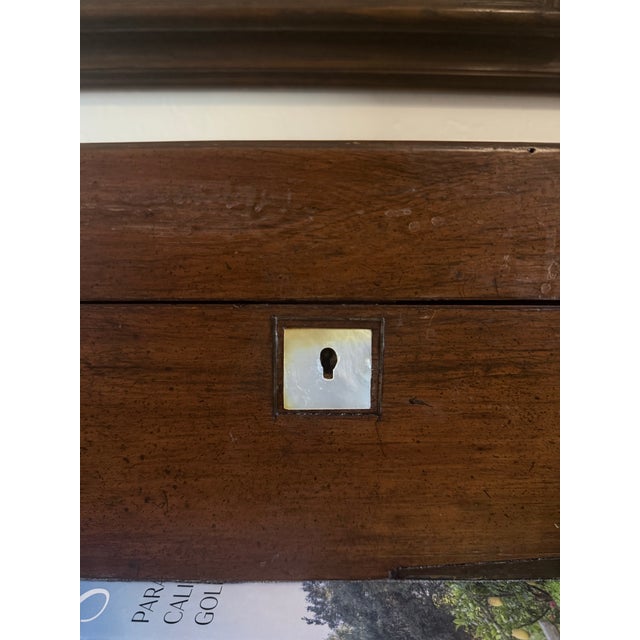 Antique Mahogany Writing Box, Victorian Document Box, Mother of Pearl Inlay, English Jewelry Box With Secret Drawer For Sale - Image 10 of 10
