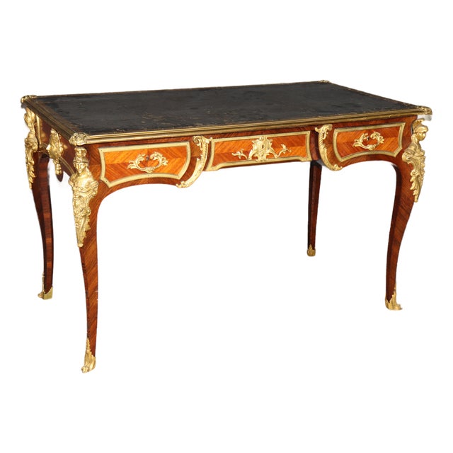 19th C French Louis XV Style Figural Soldier Bronze Mounted Desk For Sale