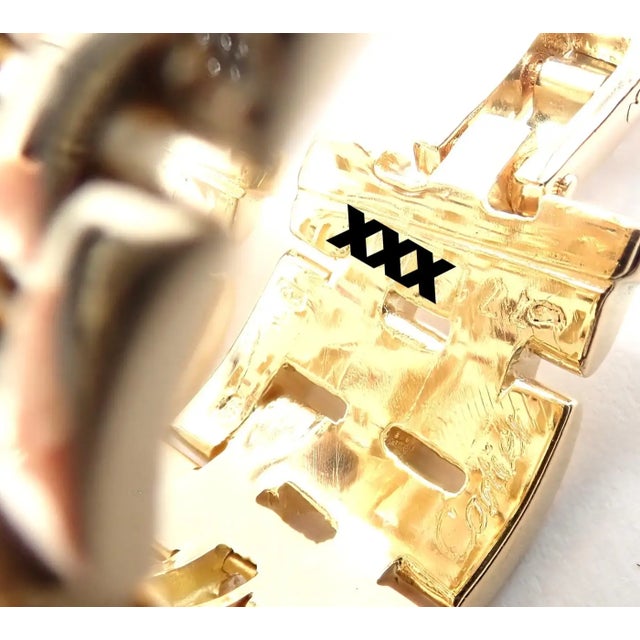 1980s Pair of Cartier Maillon Panthere Diamond 5 Row Hoop Yellow Gold Earrings For Sale - Image 15 of 16