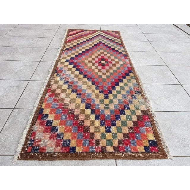 Rug & Kilim 1960s Multicolored Vintage Custom & Modern Runner Rug For Sale - Image 4 of 11