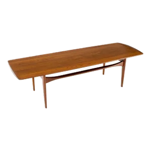 John Stuart Solid Teak Rolled Edges Danish Mid-Century Modern Coffee Table