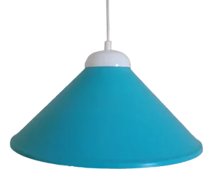 Vintage Ceiling Lamp with Turquoise Funnel-Shaped Metal Shade, 1970s