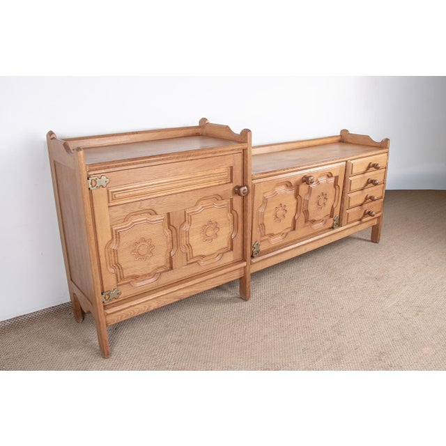 French Sideboard in Oak by Guillerme et Chambron for Votre Maison, 1960s For Sale - Image 12 of 18