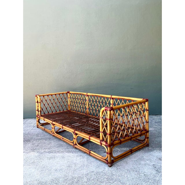 Vintage Trellis Rattan Sofa For Sale - Image 13 of 17