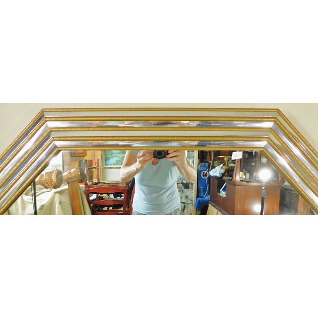Mid-Century Modern Vintage Mid Century Silver & Gold Faux Bamboo Octagonal Hanging Wall Mirror For Sale - Image 3 of 10