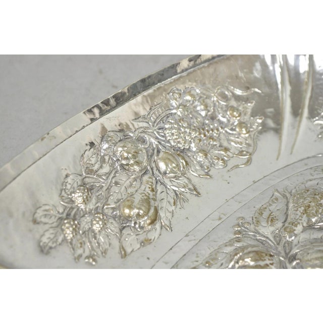 Silver Antique Victorian Silver Plated Fruit Harvest Repousse Centerpiece Fruit Bowl For Sale - Image 8 of 16
