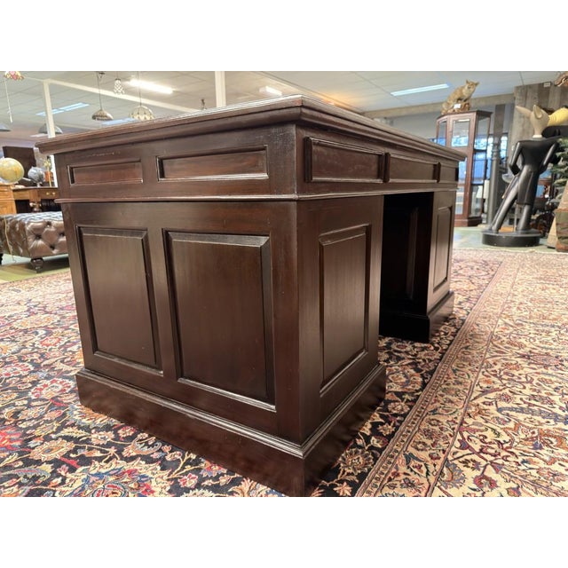 Metal English Desk with Green Leather Top For Sale - Image 7 of 18