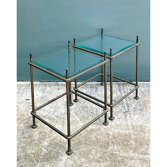 Vintage Claudio Rayes Brass Side Tables - A Pair For Sale - Image 11 of 12