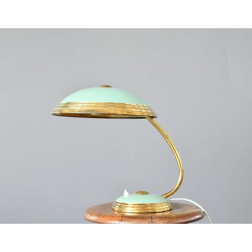 Green and Brass Table Lamp by Helo, 1950s For Sale - Image 11 of 11