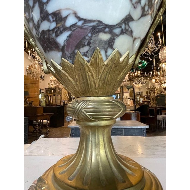 Pair of 19h C. French Marble and Bronze Cassolette For Sale - Image 4 of 7