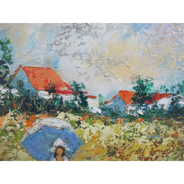 David Smira Framed Impressionist Woman W/Umbrella in Flower Field Oil Painting For Sale In Portland, OR - Image 6 of 8