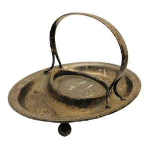 Early 1900s Silver Plated English Candy Nut Dish With Handle