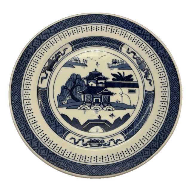 Mid 20th Century Imperial Standard China Blue and White Chinoiserie Plates — Set of 8 For Sale