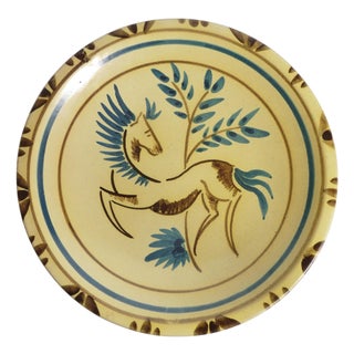 Folklore Ceramic Wall Plate with Horse by Tapio Kinnunen for Kupittaan Savi, 1950s For Sale