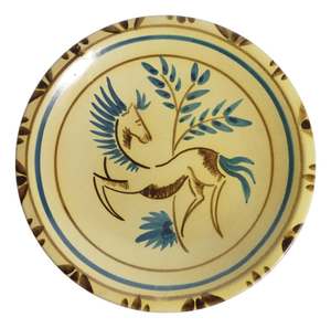 Folklore Ceramic Wall Plate with Horse by Tapio Kinnunen for Kupittaan Savi, 1950s
