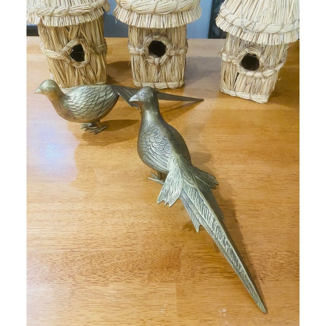 Vintage Brass Male and Female Pheasant Long Tail Hunting Birds - a Pair For Sale - Image 9 of 12
