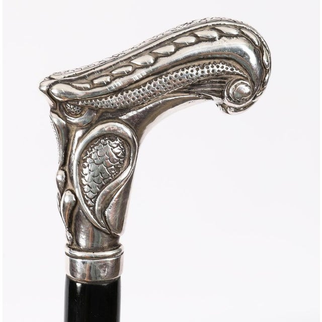 Antique French Art Nouveau Silver Walking Cane Stick, 1800s For Sale - Image 12 of 13